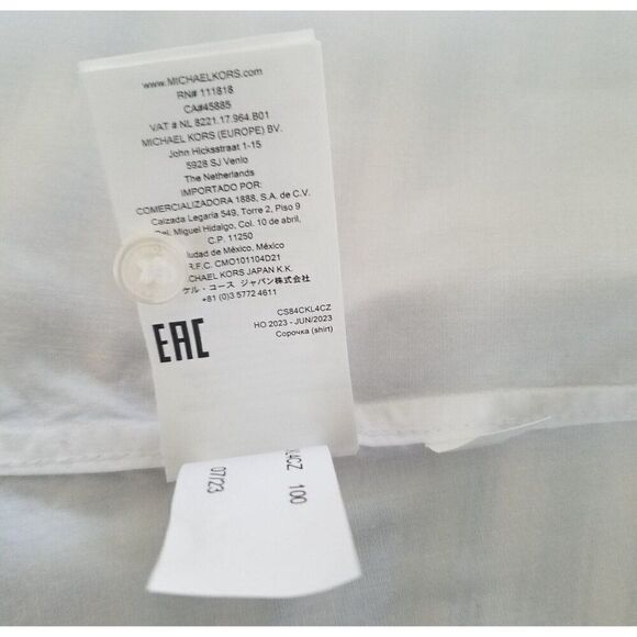 Michael Kors Trim Stretch Mens Shirt Size Large White Short Sleeve Button Front - Picture 10 of 13